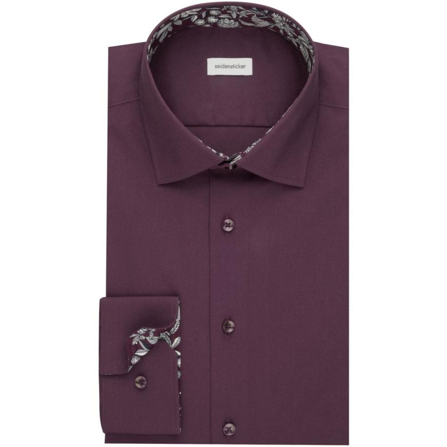 Seidensticker Overhemd pruim, Effen Paars