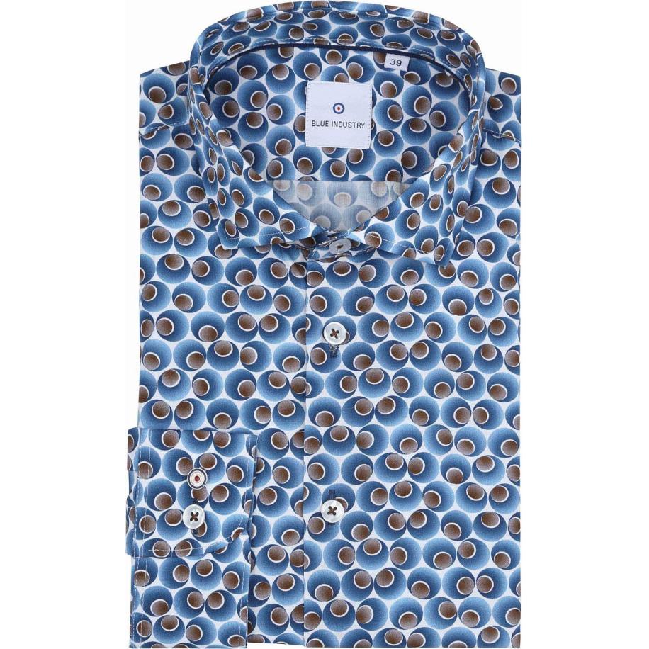 Blue Industry Overhemd Print Kobaltblauw Blauw