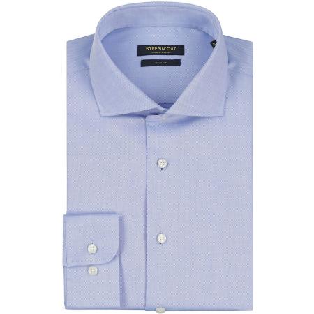 Steppin' Out Overhemd Slim-Fit Dobby Lichtblauw