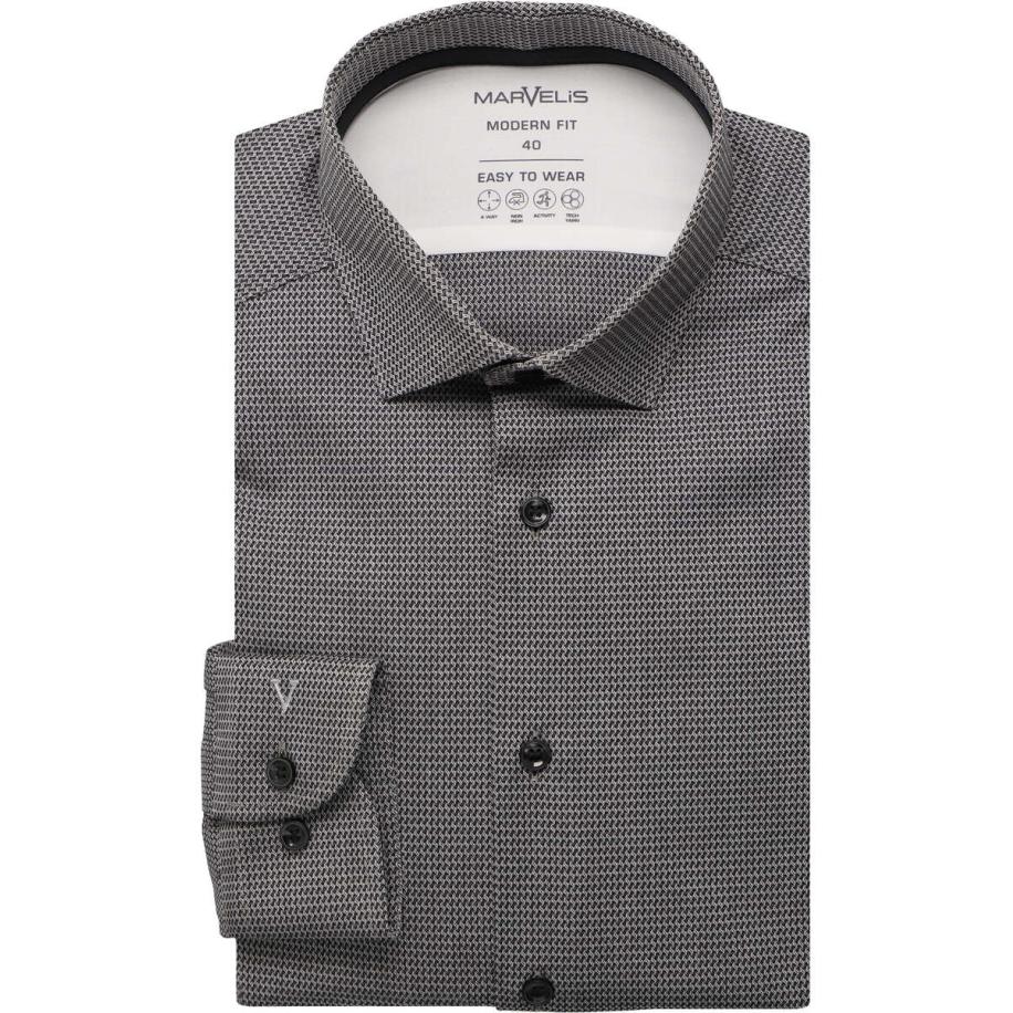 Marvelis Performance Overhemd zwart, Faux-uni Zwart