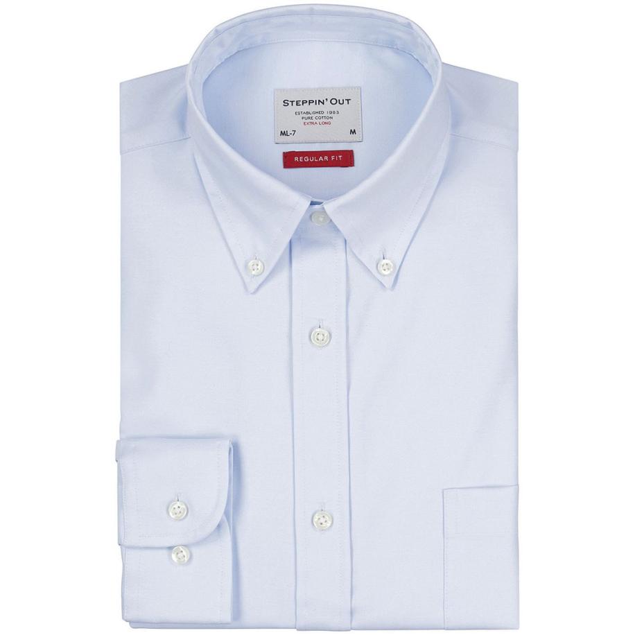 Steppin' Out Overhemd Twill Extra Lange Mouw Lichtblauw Blauw