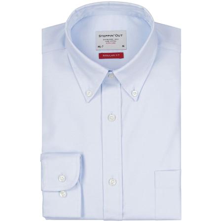 Steppin' Out Overhemd Twill Extra Lange Mouw Lichtblauw
