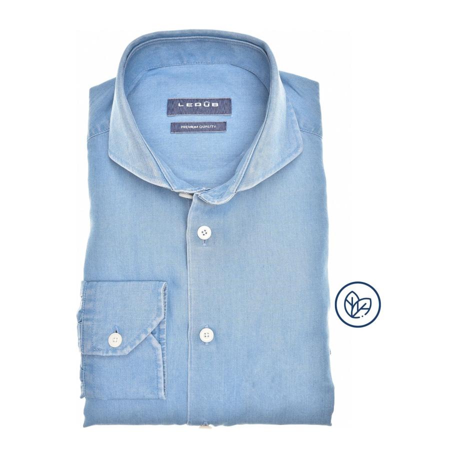 Ledȗb Overhemd lichtblauw, Effen Blauw