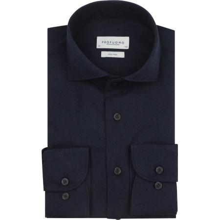 Profuomo Overhemd Peached Twill Flanel Navy