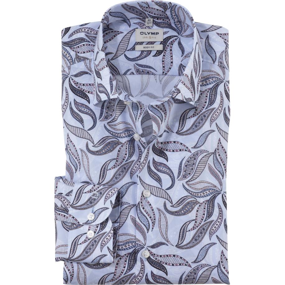 OLYMP Level Five Overhemd blauw, Bedrukt Blauw