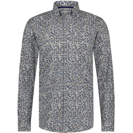 State Of Art Overhemd Poplin Print Blauw Rood