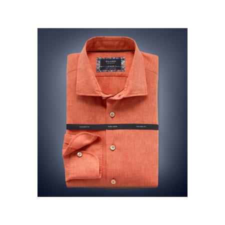 OLYMP SIGNATURE Soft Business Linnen Overhemd oranje, Effen