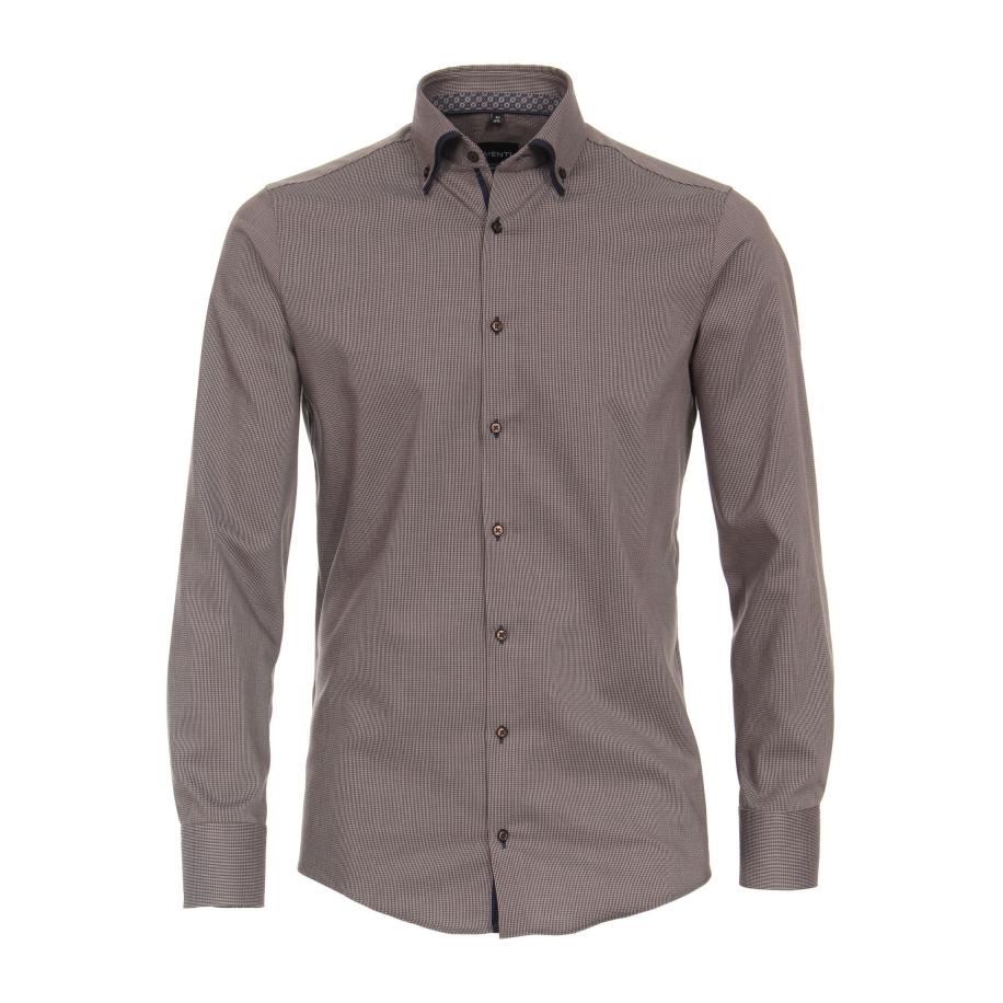 Venti Overhemd bruin, Faux-uni Bruin