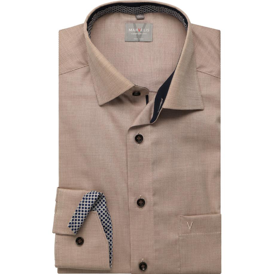 Marvelis Overhemd natuurlijk, Effen Bruin