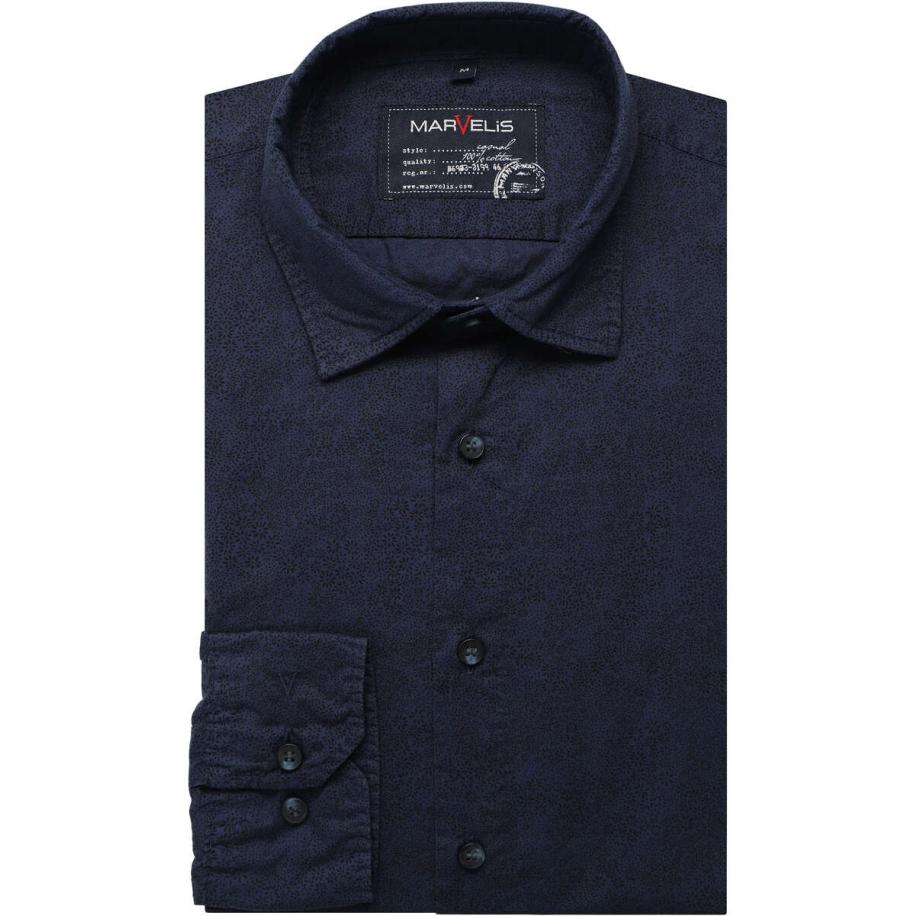 Marvelis Casual Overhemd marine, Bedrukt Blauw