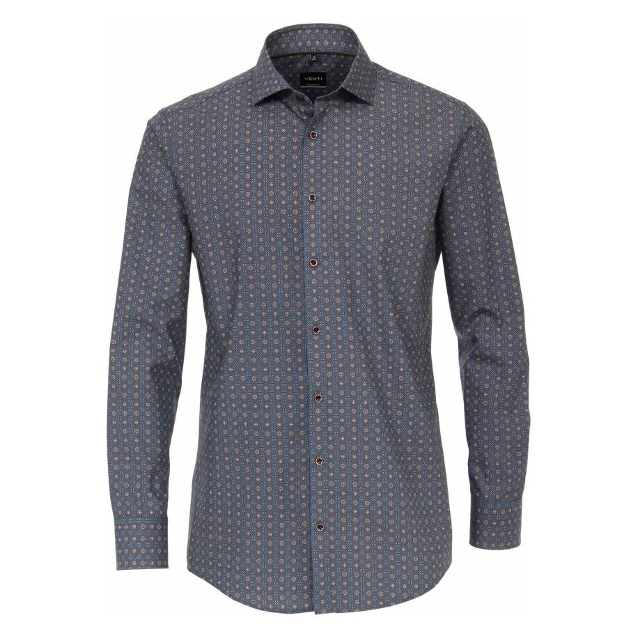 Venti Overhemd blauw, Bedrukt Blauw