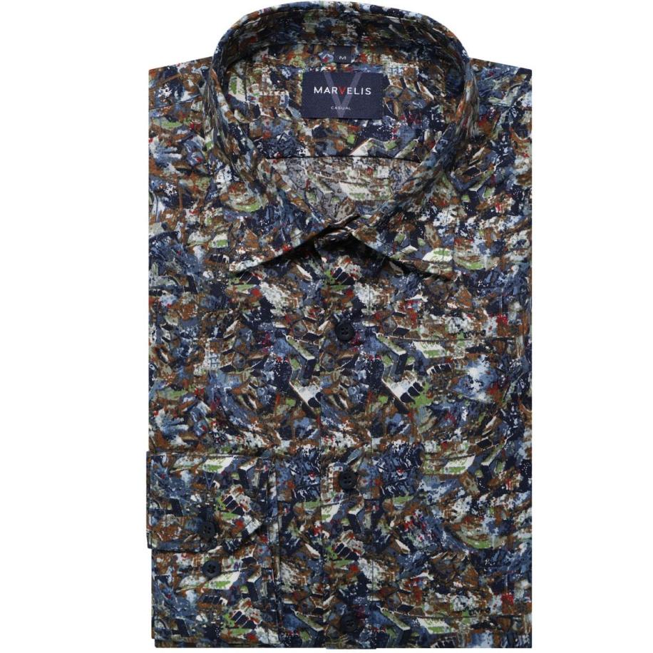 Marvelis Casual Overhemd marine, Motief Blauw