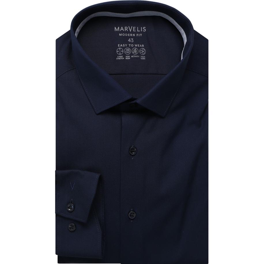 Marvelis Performance Overhemd marine, Faux-uni Blauw