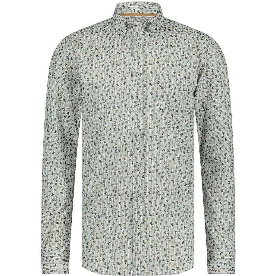 State Of Art Overhemd Poplin Print Lichtblauw Blauw