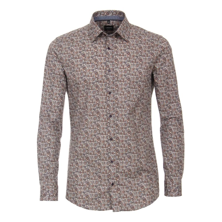 Venti Overhemd bruin, Bedrukt Bruin