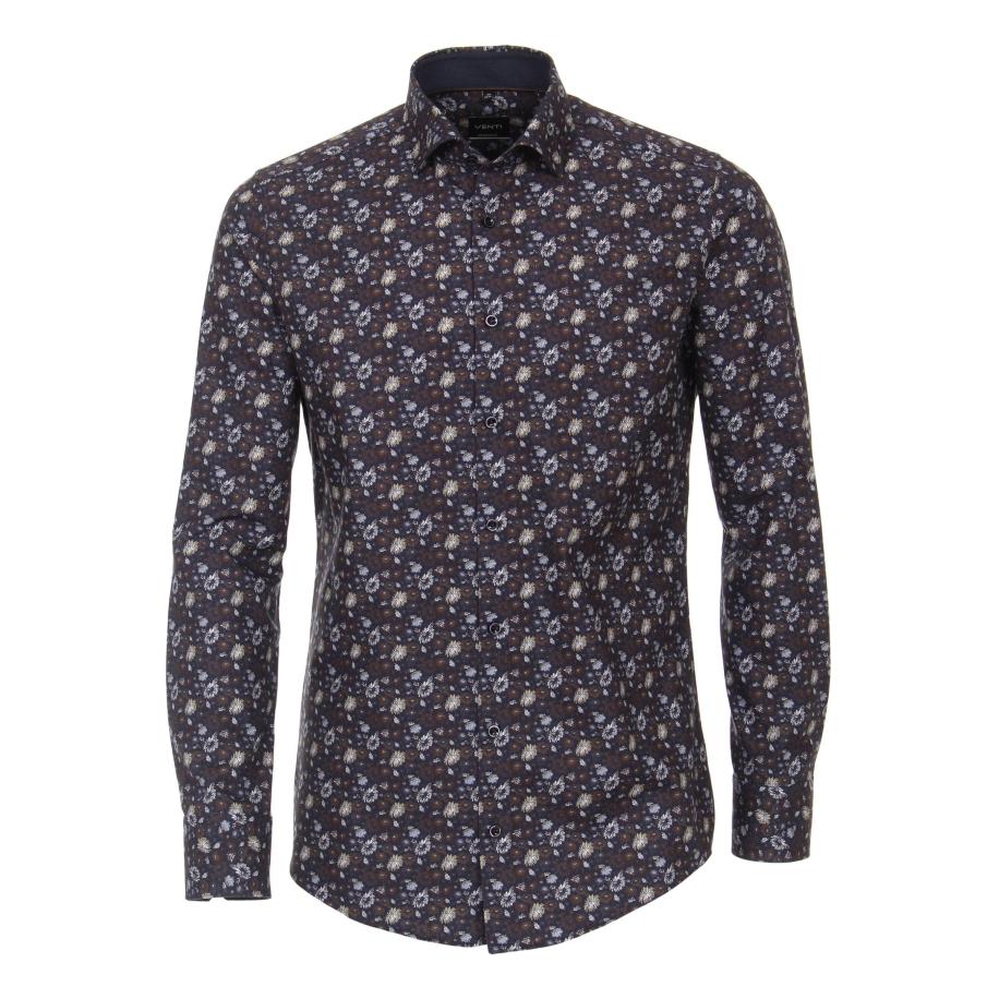 Venti Overhemd bruin, Bedrukt Bruin