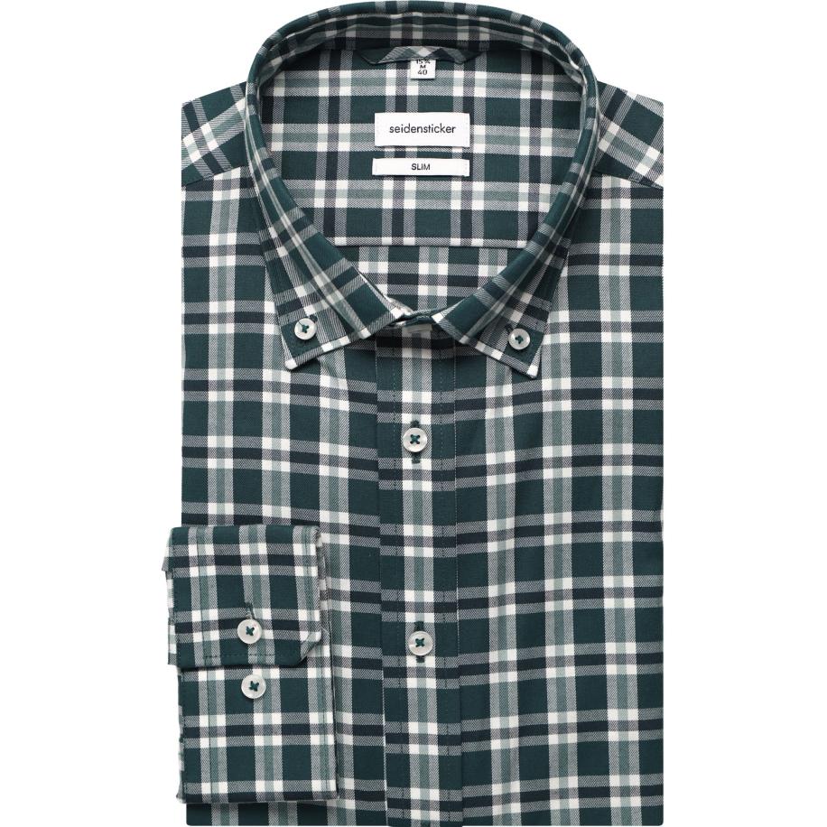 Seidensticker Flanellen Overhemd groen, Ruit Groen