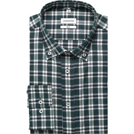 Seidensticker Flanellen Overhemd groen, Ruit