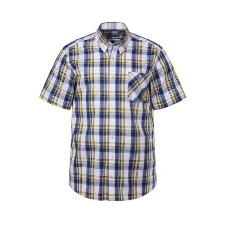 Boston Park Boston Park Overhemd blauw gemêleerd / geel