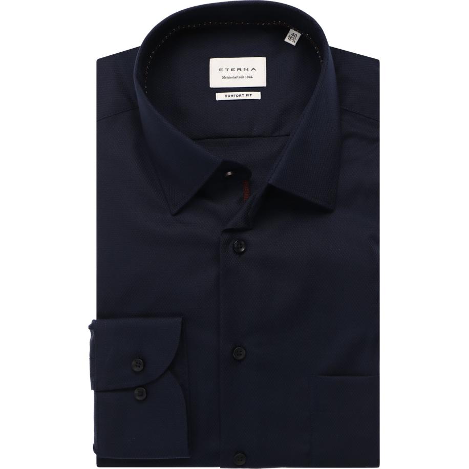 ETERNA Overhemd marine, Gestructureerd Blauw