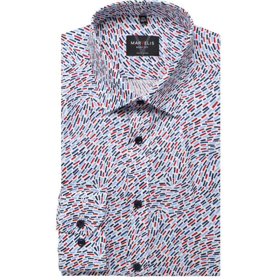 Marvelis Overhemd blauw/rood/wit, Motief Rood