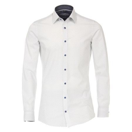 Venti Hyperflex Overhemd wit, Bedrukt