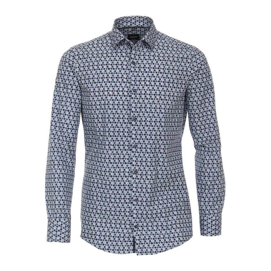 Venti Overhemd blauw, Bedrukt Blauw