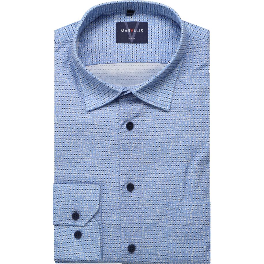 Marvelis Casual Overhemd blauw, Motief Blauw