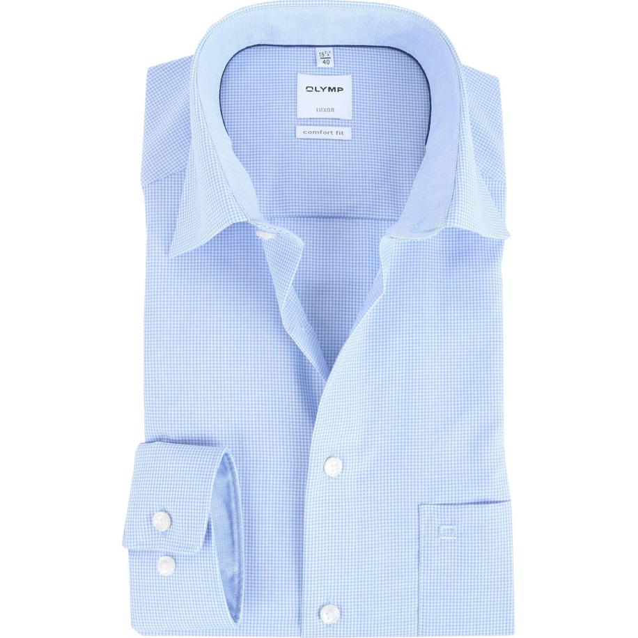 OLYMP Luxor Comfort Fit Shirt Blauw Ruit Blauw