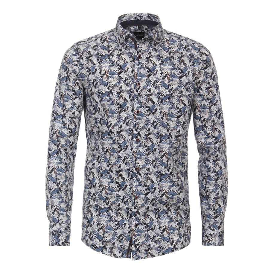 Venti Overhemd blauw, Bedrukt Blauw