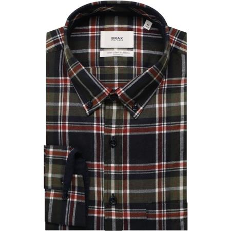 Brax Overhemd olijfgroen, Effen