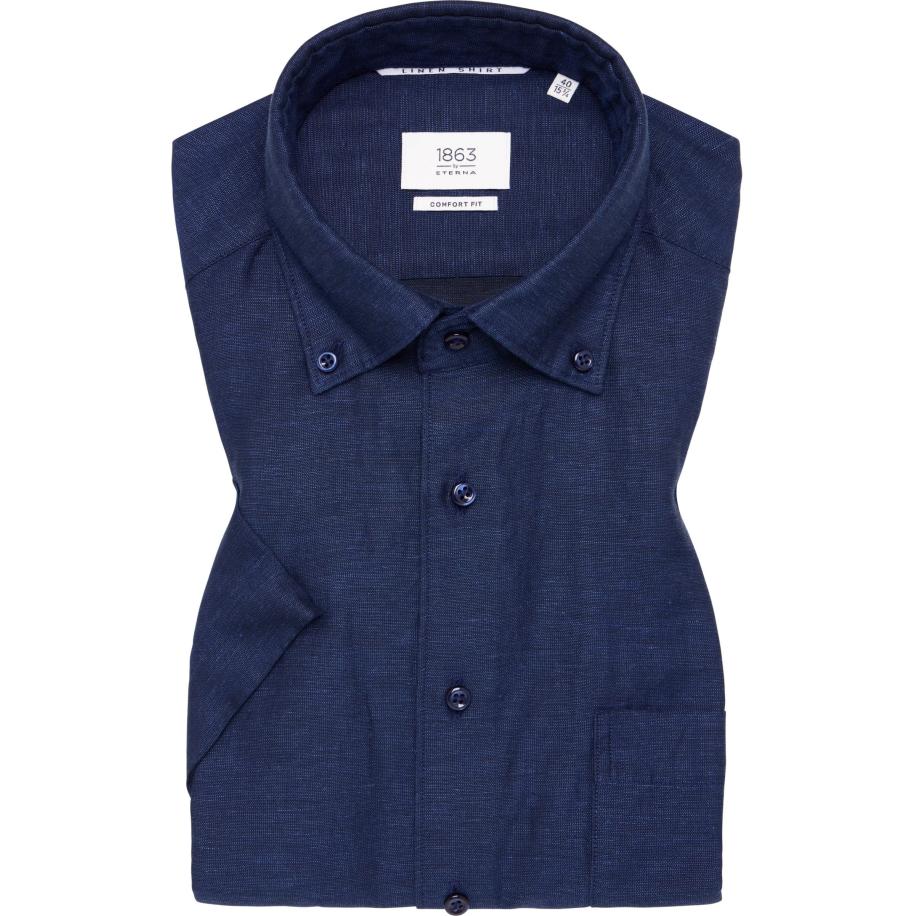 ETERNA 1863 Linnen Overhemd marine, Effen Blauw