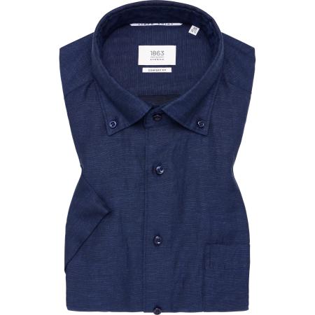 ETERNA 1863 Linnen Overhemd marine, Effen