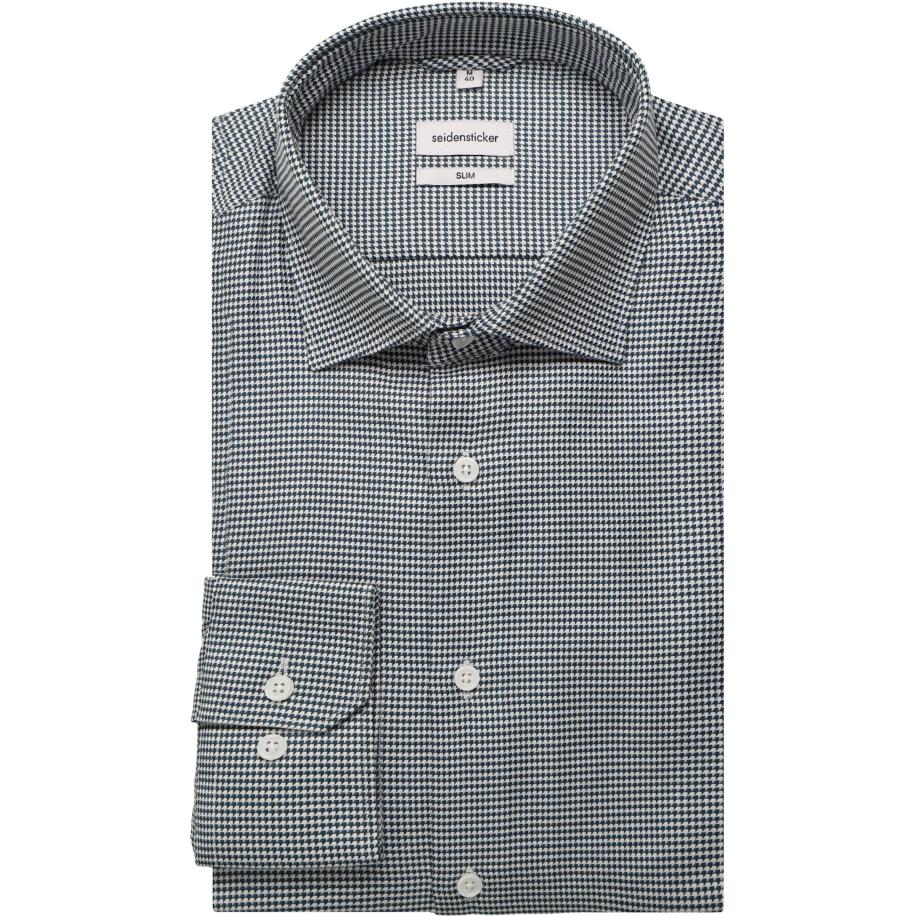 Seidensticker Overhemd blauw, Pied De Poule Blauw