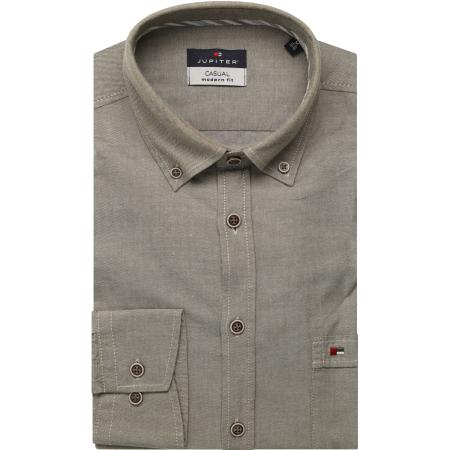 Jupiter Casual Overhemd olijf, Effen