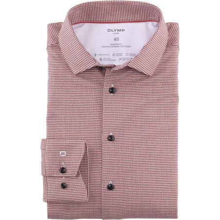OLYMP Luxor 24/Seven Dynamic Flex Overhemd rood/wit, Pied De Poule