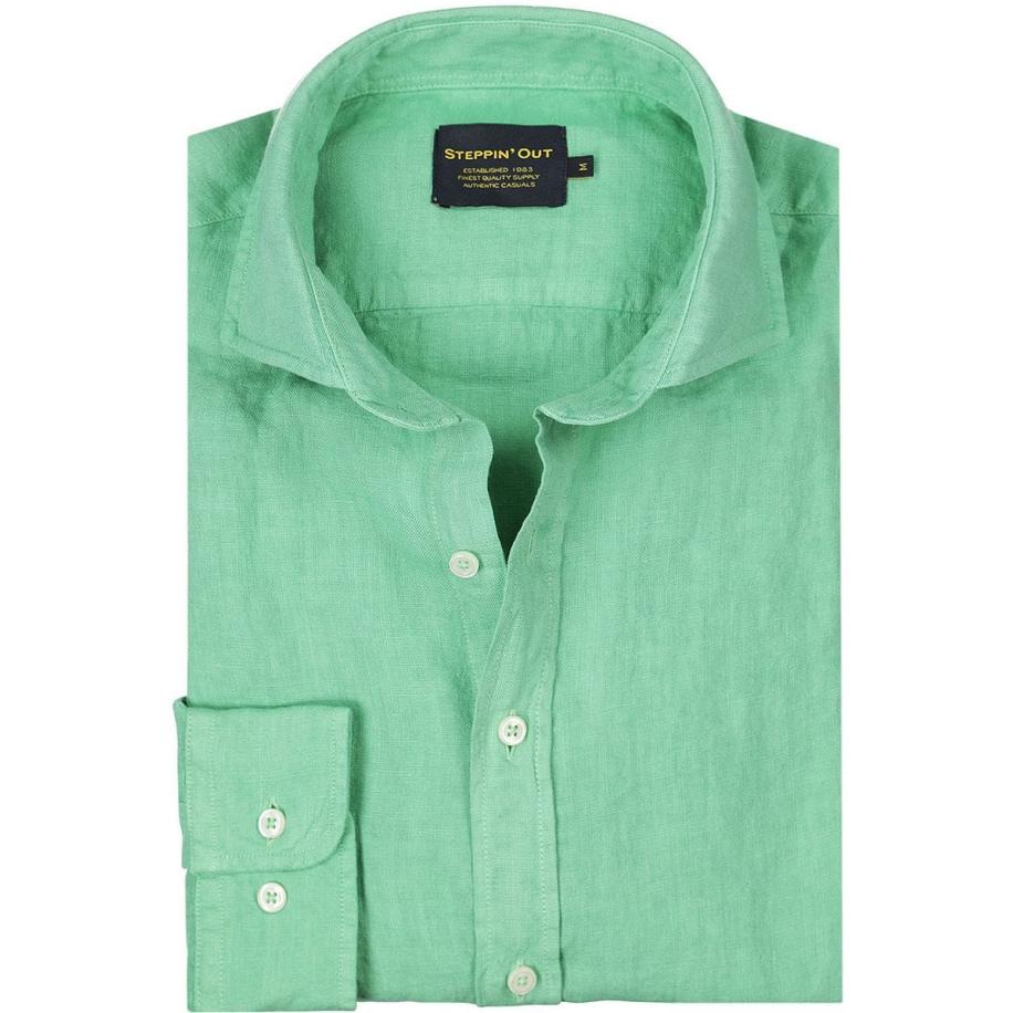Steppin' Out Overhemd Linnen Mintgroen Groen