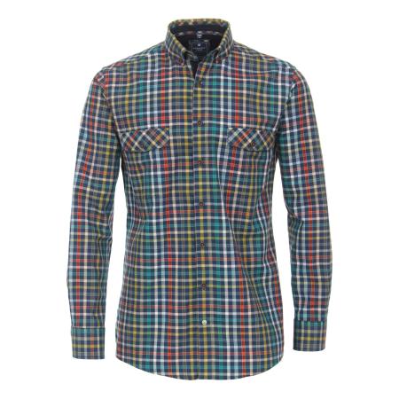 Redmond Casual Overhemd blauw/groen/wit, Ruit