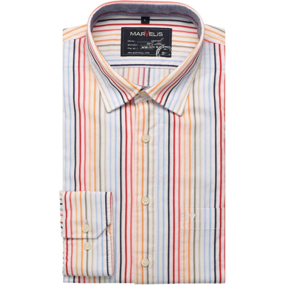 Marvelis Casual Overhemd rood, Gestreept Rood