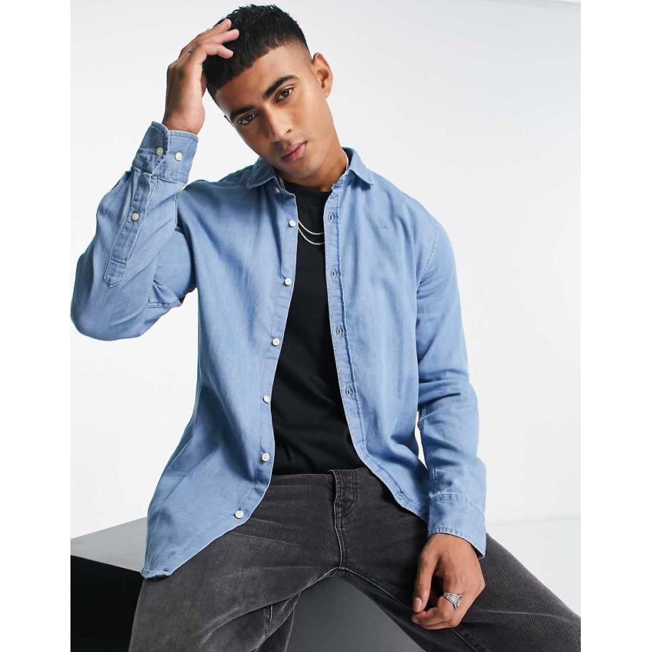 Scalpers - Denim overhemd in blauw Blauw