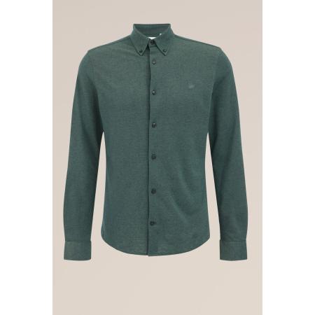 Fundamentals heren Slim fit overhemd van piquéjersey - Slim Fit - Donkergroen - Katoen - Maat: XXL
