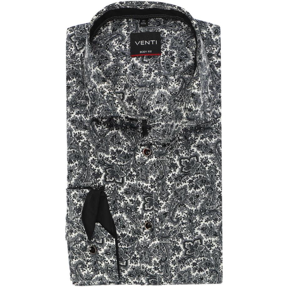 Venti Overhemd antraciet, Bedrukt Grijs