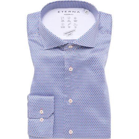ETERNA Performance Overhemd blauw, Bedrukt