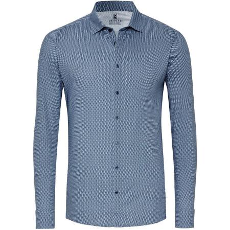 Desoto Overhemd Kent Print Donkerblauw