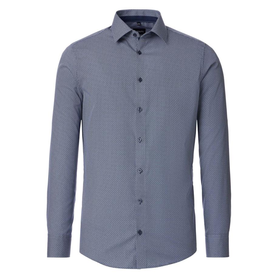 Venti Overhemd blauw, Bedrukt Blauw