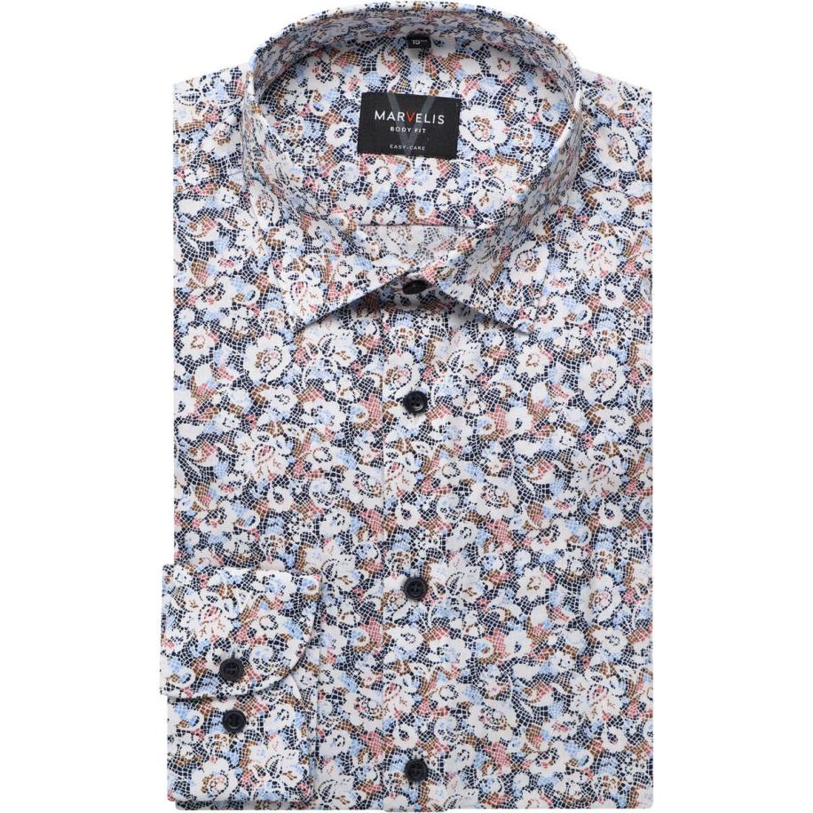 Marvelis Overhemd marine, Bedrukt Blauw