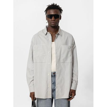 VAMOS CLO Overhemd Everett grijs / wit