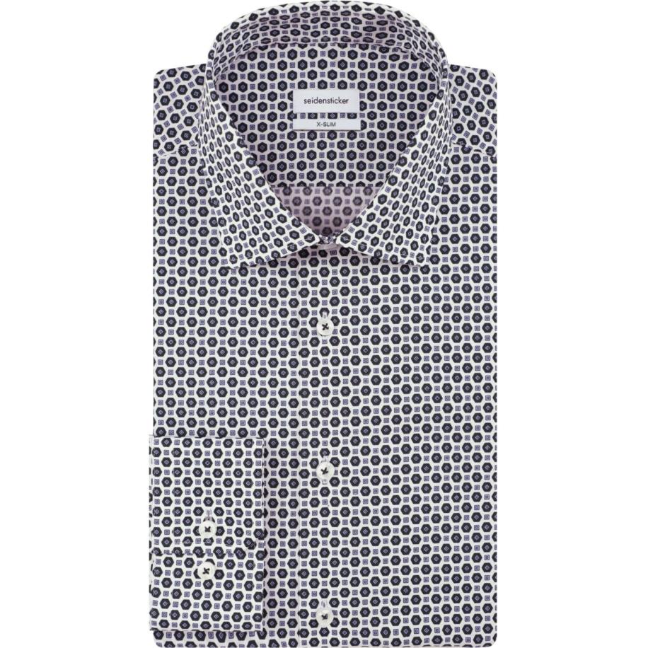 Seidensticker Overhemd blauw, Bedrukt Blauw