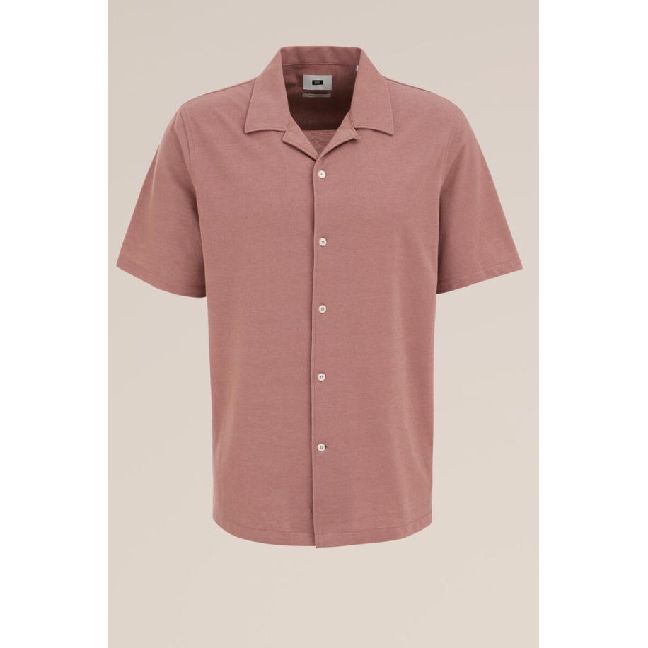 Fundamentals heren overhemd van piqué jersey - Slim Fit - Roestbruin - Katoen - Maat: XL Bruin