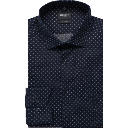 OLYMP Luxor Overhemd marine, Bedrukt